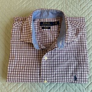 Ralph Lauren Purple Check Squares Long Sleeve Large Button Up Shirt‎ 100% Cotton